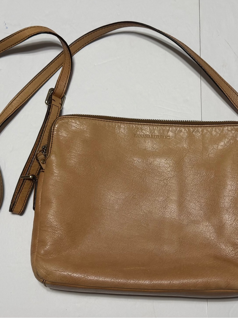 Banana Republic Camel Leather Crossbody Shoulder Bag